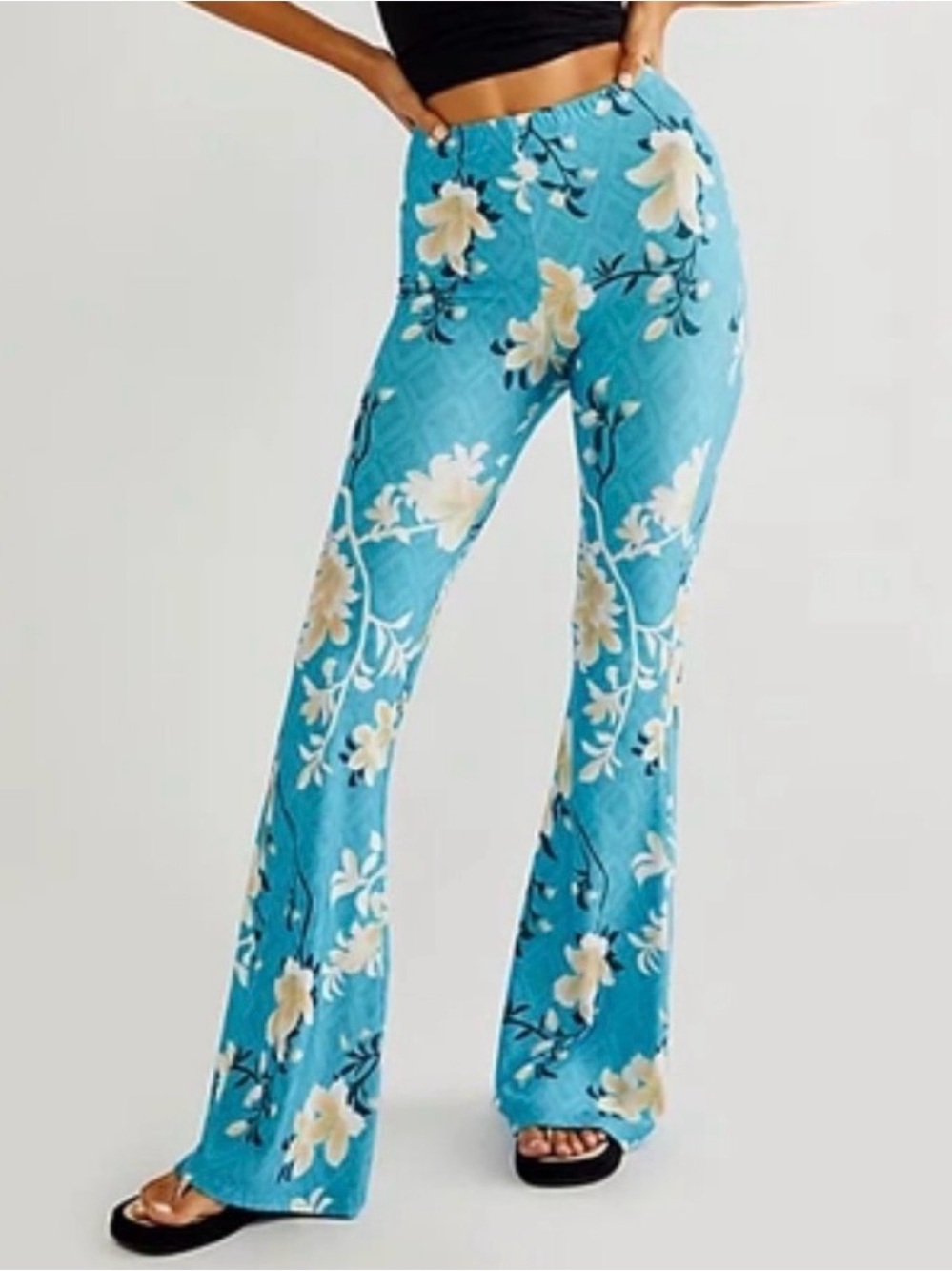 NWT FREE PEOPLE x Novella Royale Janis Belles Flare Pants Blue Opal S